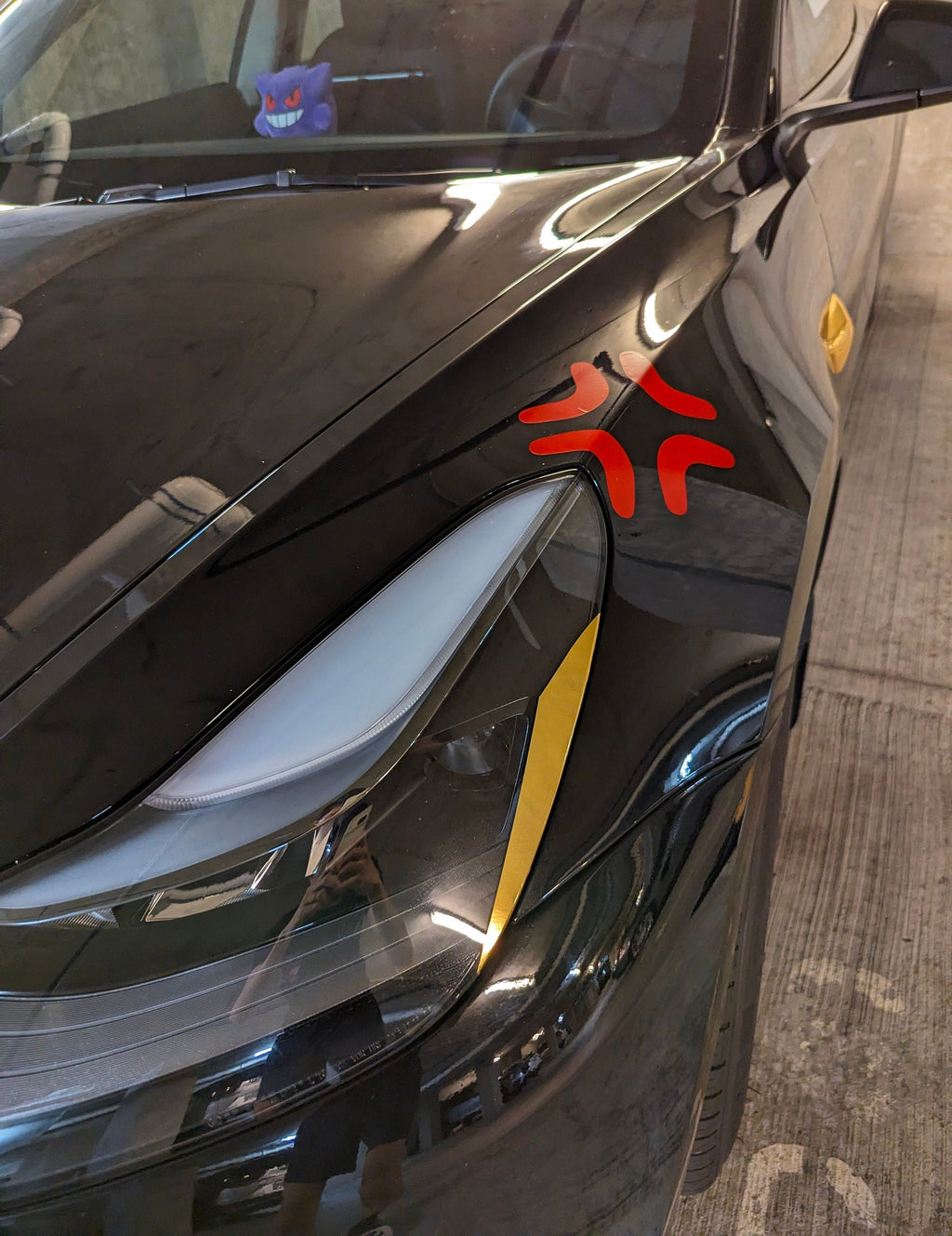 Angry Anime Face Vinyl Decal Sticker for Car headlights