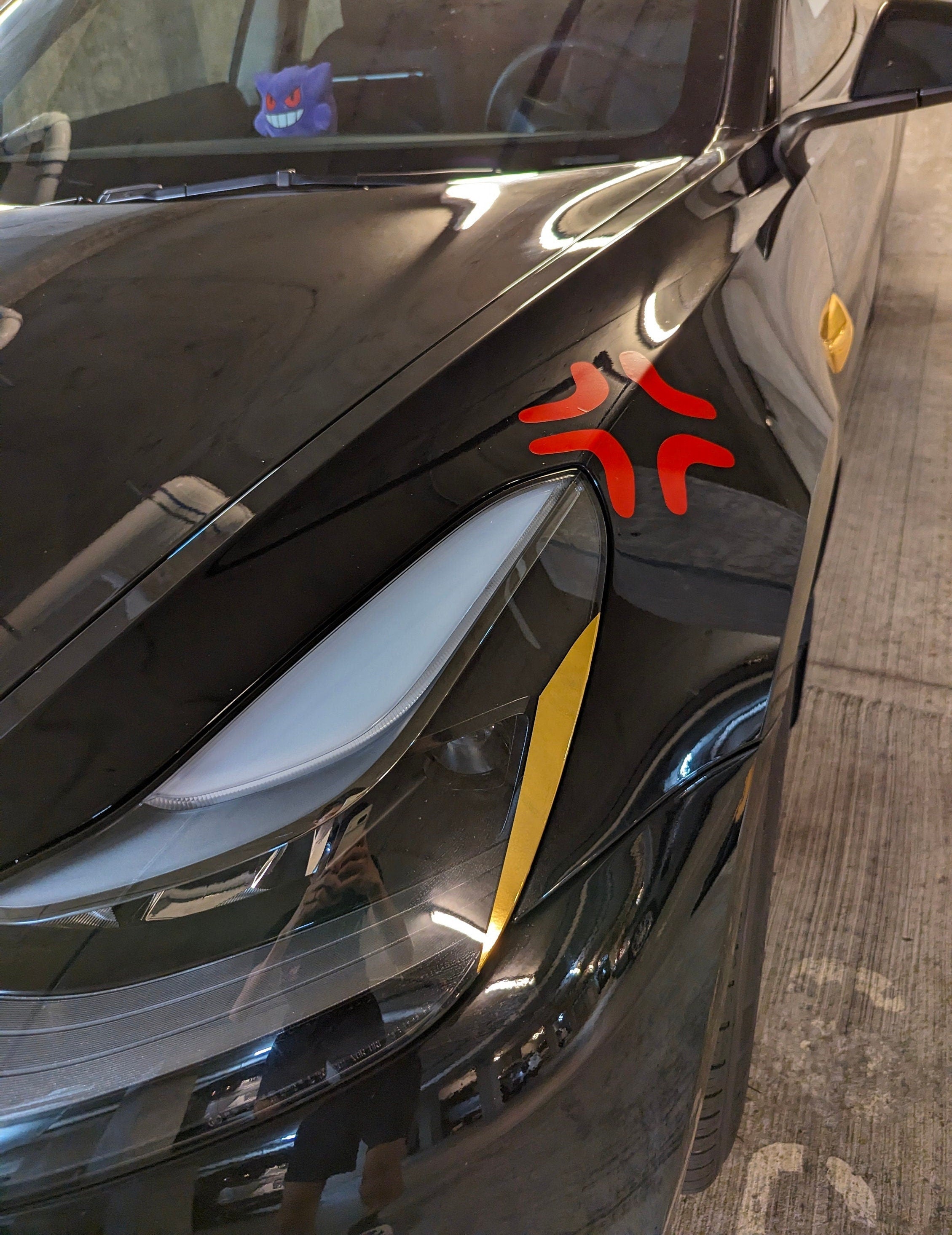 Angry Anime Face Vinyl Decal Sticker for Car headlights